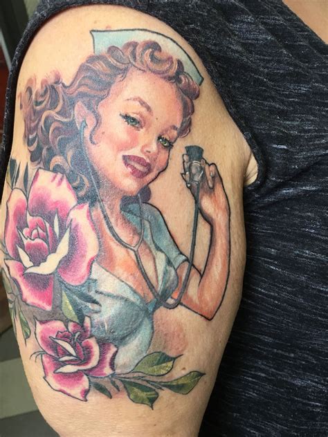 nurse pinup|nurse pin up girl tattoo.